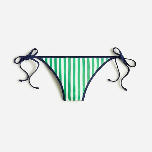 NWT J Crew String Hipster Bikini Bottom in Reversible Floral Stripe - Picture 1 of 6